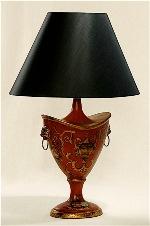 ALEXANDERS 41CM VASES ON RED OVAL LAMP AMPHORA LAMP